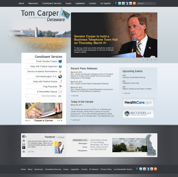 Featured Site - Senator Tom Carper